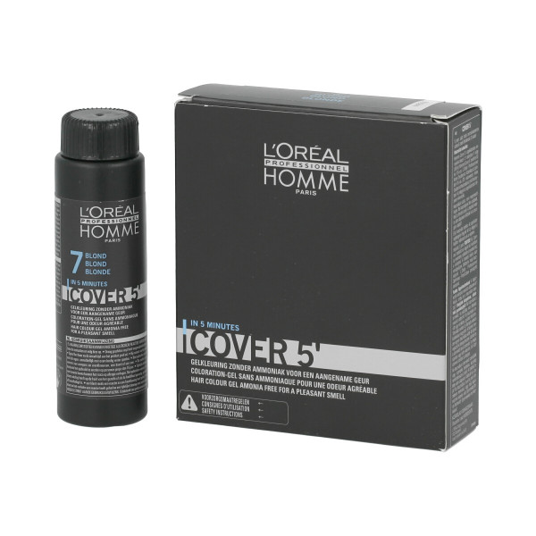 L'Oréal Professionnel Homme Cover 5' Hair Colour Gel (7 Medium Blond) 3 x 50 ml