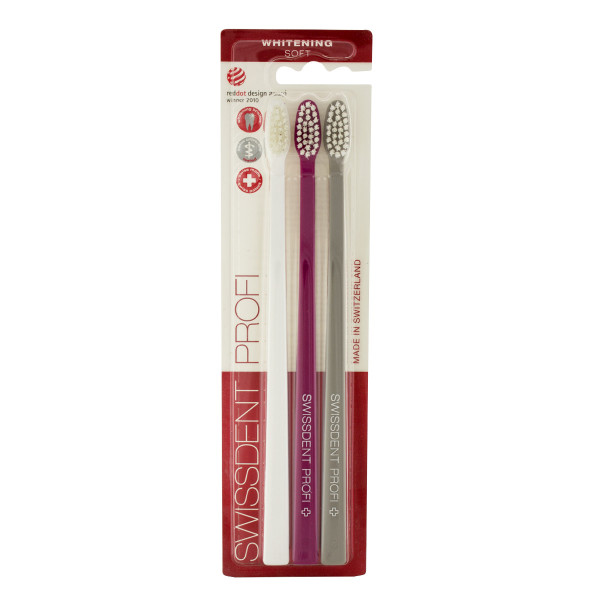 Swissdent Whitening Soft Family Tootbrushes (weiss, pink, grau) 3 Stück
