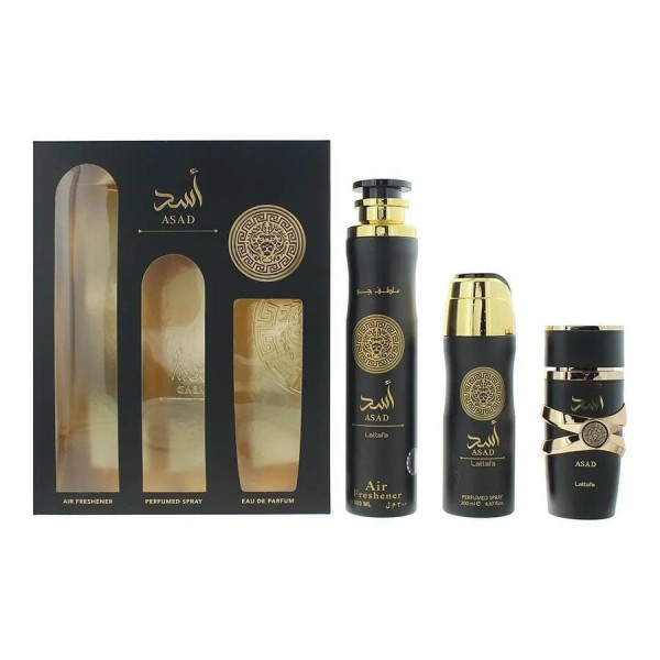 Lattafa Asad EDP 100 ml + Deodorant 200 ml + Air Freshener 300 ml