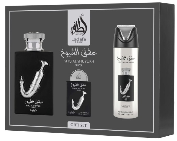 Lattafa Pride Ishq Al Shuyukh Silver EDP 100 ml + EDP 20 ml + DEO VAPO 200 ml