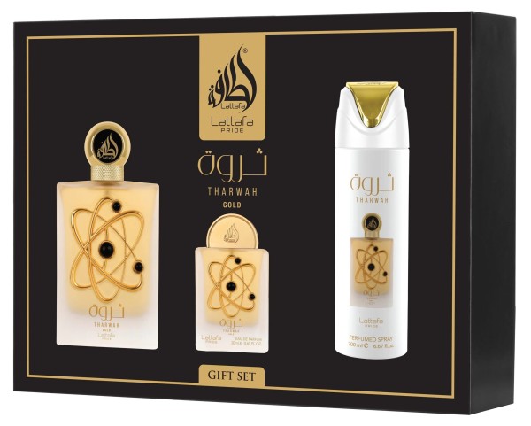 Lattafa Pride Tharwah Gold EDP 100 ml + EDP 20 ml + Bodyspray 200 ml