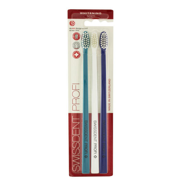 Swissdent Whitening Soft Marine Tootbrushes (grün, weiss, dunkelblau) 3 Stück