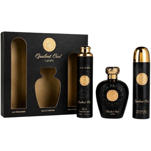 Lattafa Opulent Oud EDP 100 ml + Bodyspray 200 ml + Air Freshener 300 ml