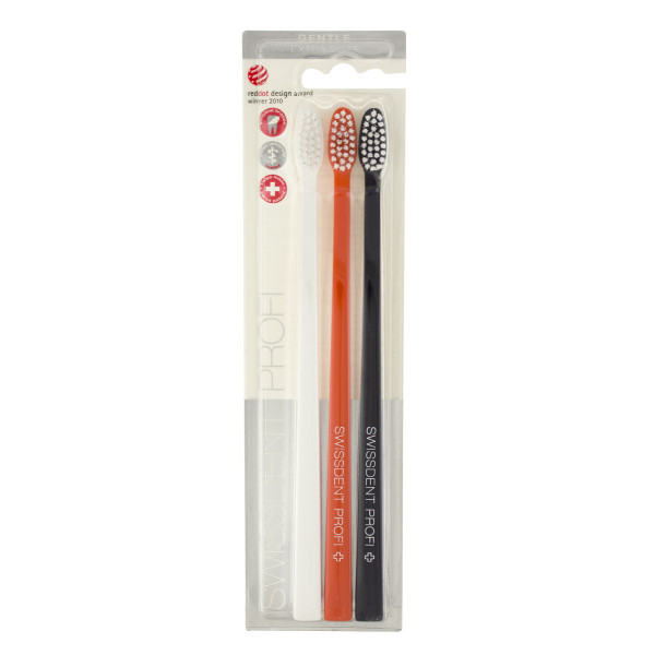 Swissdent Colours Soft-Medium Toothbrushes (schwarz, orange, weiss) 3 Stück
