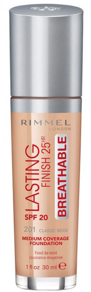 Rimmel London Lasting Finish 25HR Breathable Foundation (201 Classic Beige) 30 ml