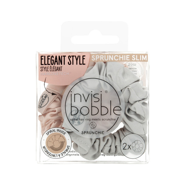 Invisibobble SPRUNCHIE SLIM Hair-Band Elegant Style - Bella Chrome 2 Stück