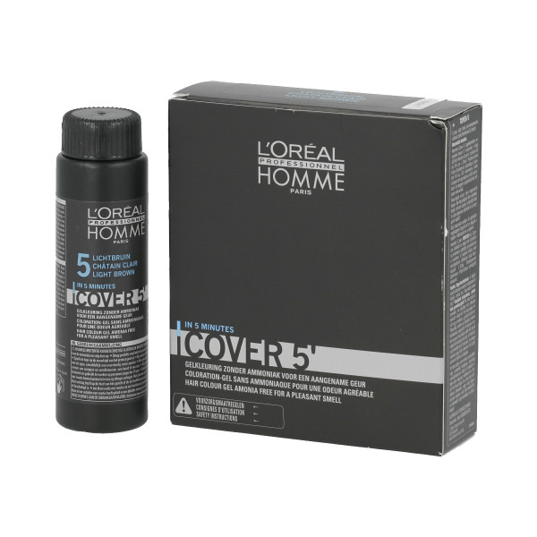 L'Oréal Professionnel Homme Cover 5' Hair Colour Gel (5 Light Brown) 3 x 50 ml