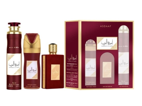 Asdaaf Ameerat Al Arab EDP 100 ml + Bodyspray 200 ml + Air Freshener 300 ml
